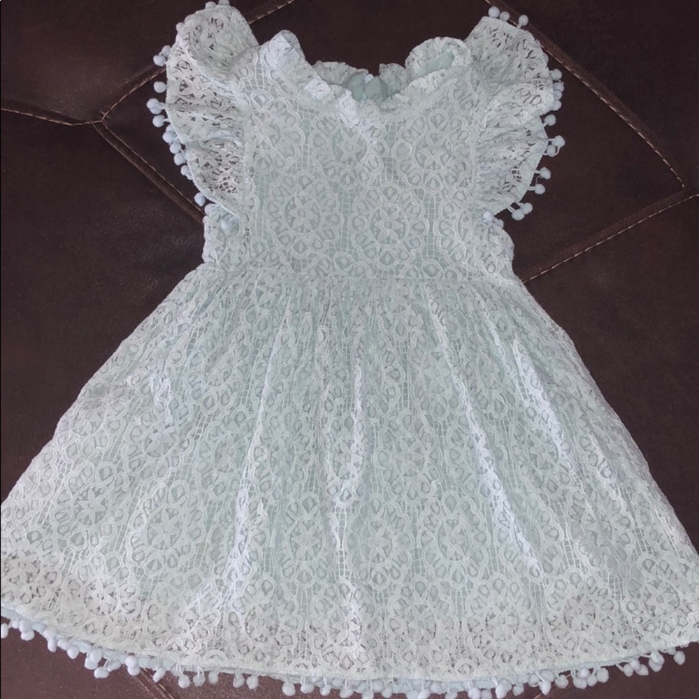 Girls Light Blue Lace Dress